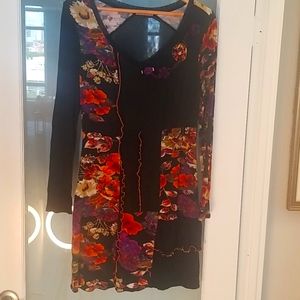 Beautiful fall dress, black, orange and purple